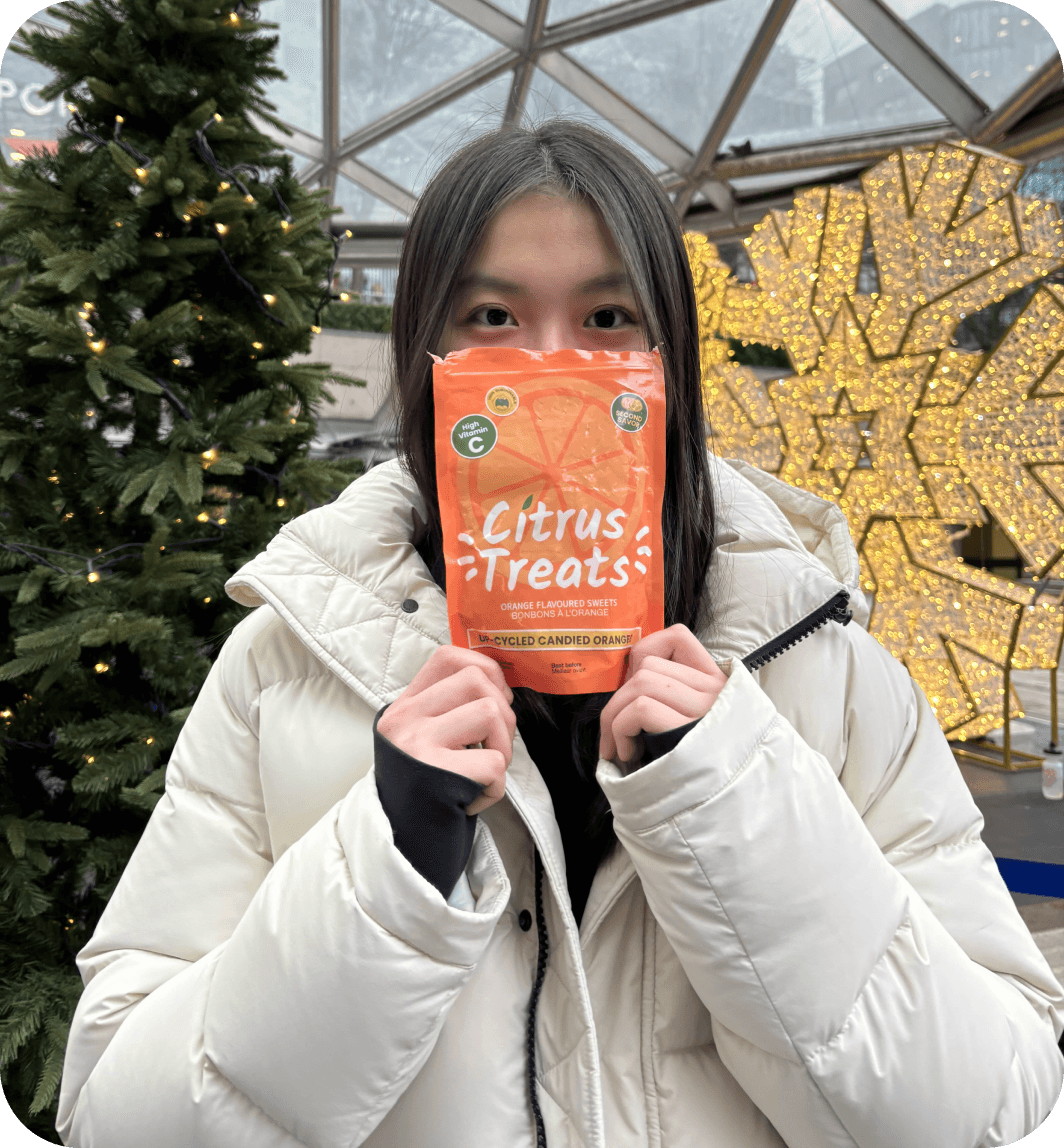 A bag of citrus treats, filled with tangy, refreshing fruit snacks